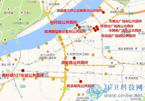 濱江10座智慧公廁地址分布。